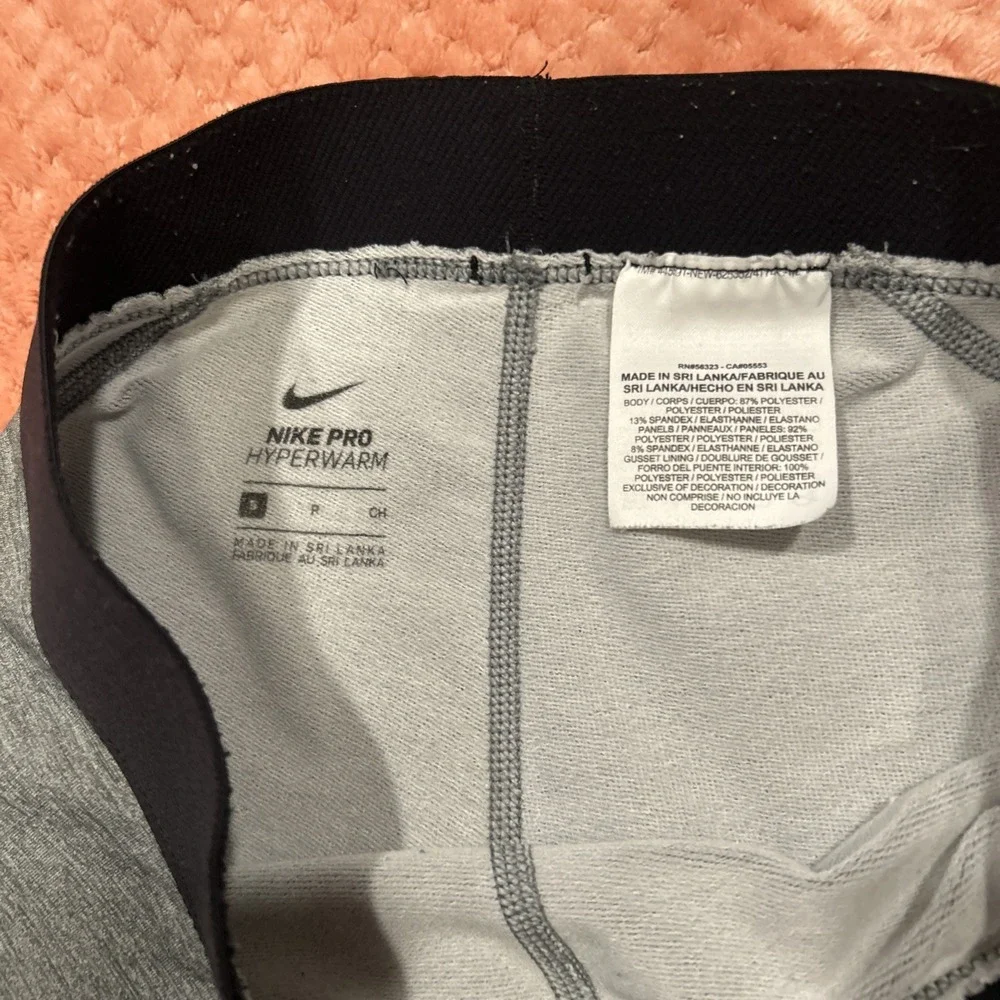 Nike Pro Hyperwarm Run Training Leggings Gray Black‎ Women's Small 917090-063